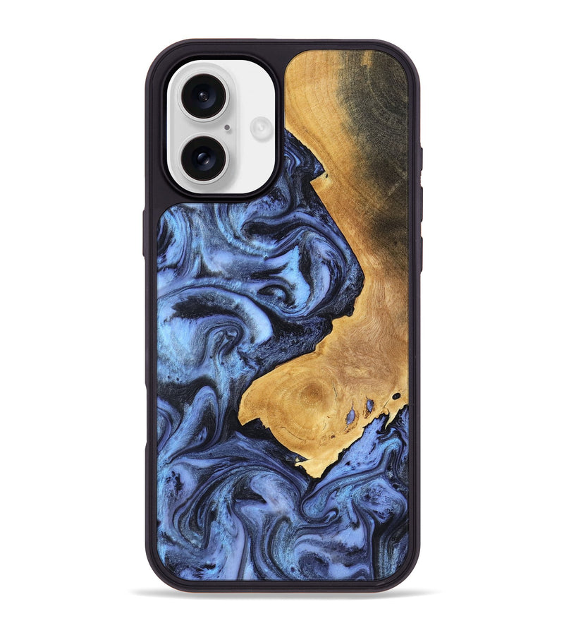 iPhone 16 Plus Wood Phone Case - Wyatt (Blue, 801393)