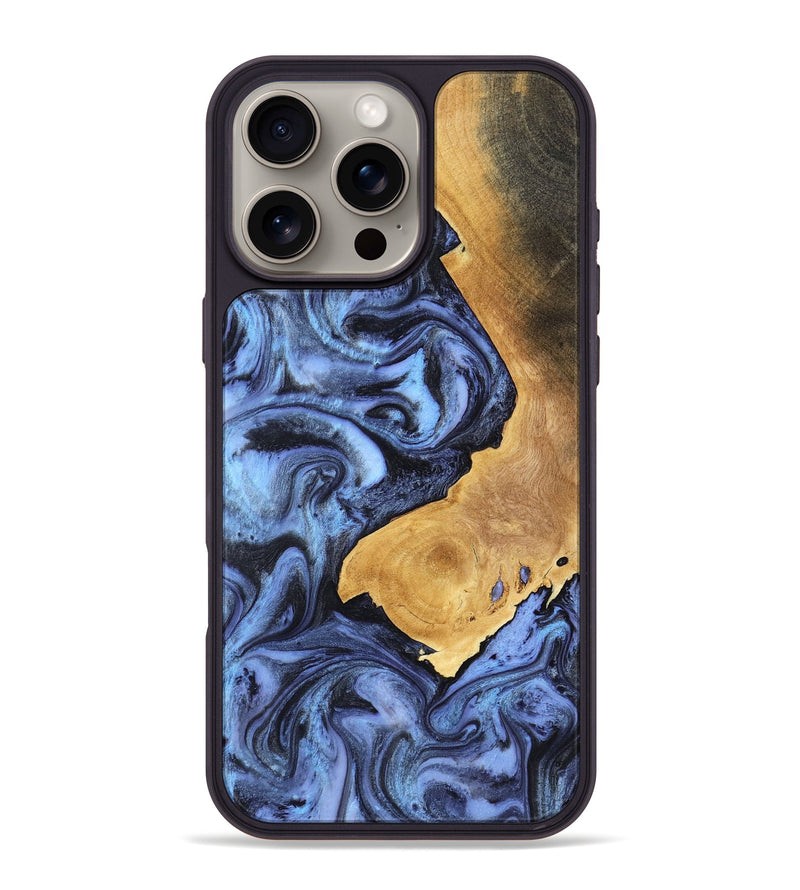 iPhone 16 Pro Max Wood Phone Case - Wyatt (Blue, 801393)