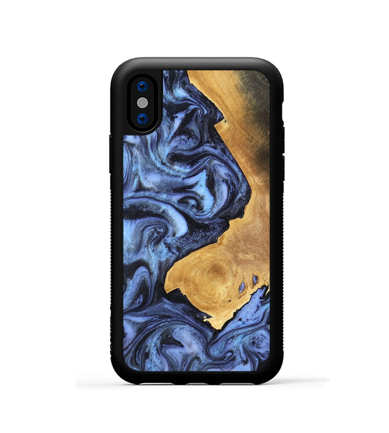 iPhone Xs Wood Phone Case - Wyatt (Blue, 801393)