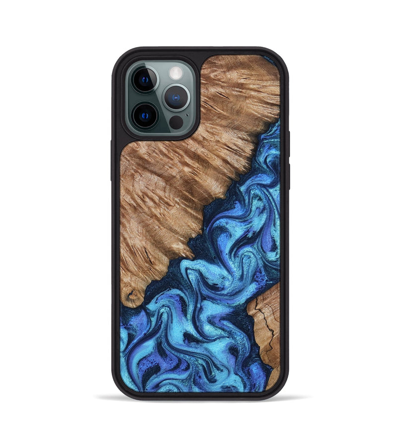 iPhone 12 Pro Wood Phone Case - Juli (Blue, 801394)