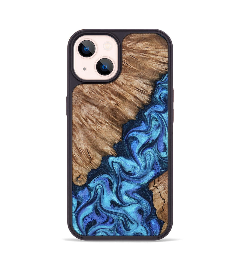 iPhone 14 Wood Phone Case - Juli (Blue, 801394)