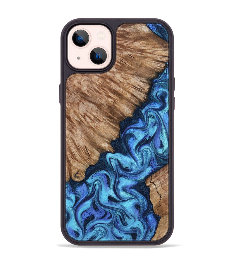 iPhone 14 Plus Wood Phone Case - Juli (Blue, 801394)