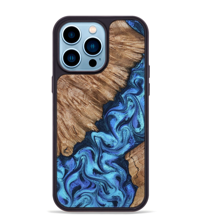 iPhone 14 Pro Max Wood Phone Case - Juli (Blue, 801394)