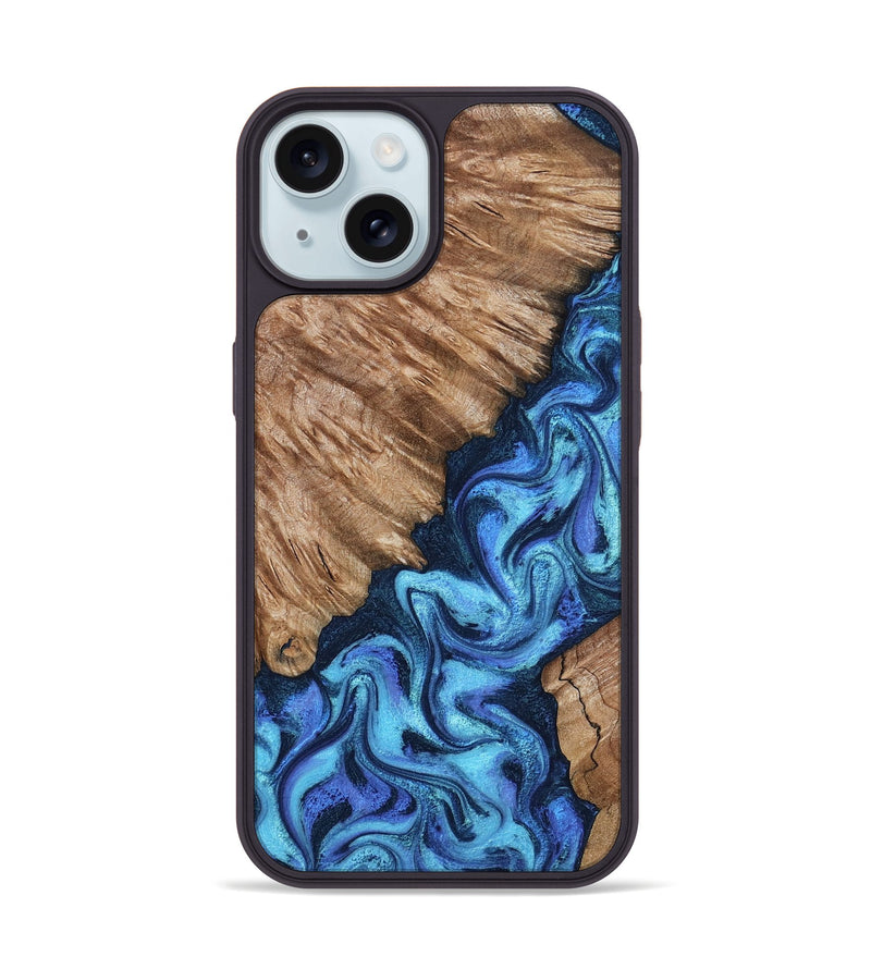 iPhone 15 Wood Phone Case - Juli (Blue, 801394)
