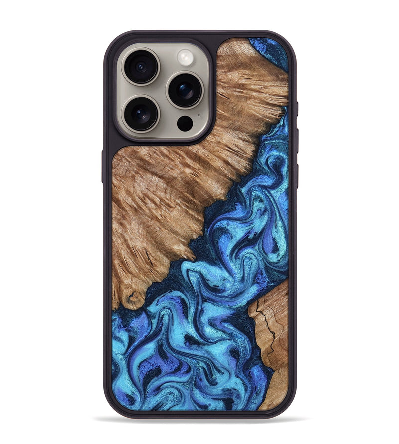 iPhone 15 Pro Max Wood Phone Case - Juli (Blue, 801394)
