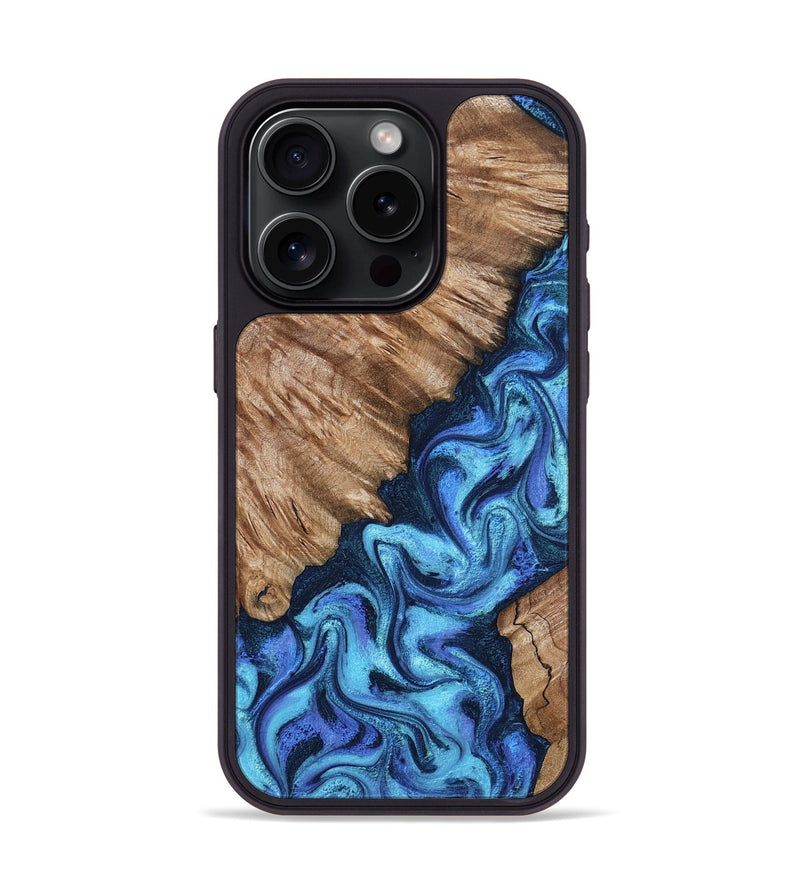 iPhone 15 Pro Wood Phone Case - Juli (Blue, 801394)