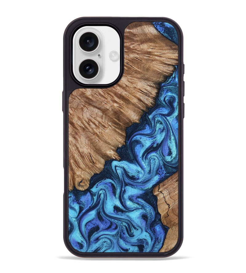 iPhone 16 Plus Wood Phone Case - Juli (Blue, 801394)
