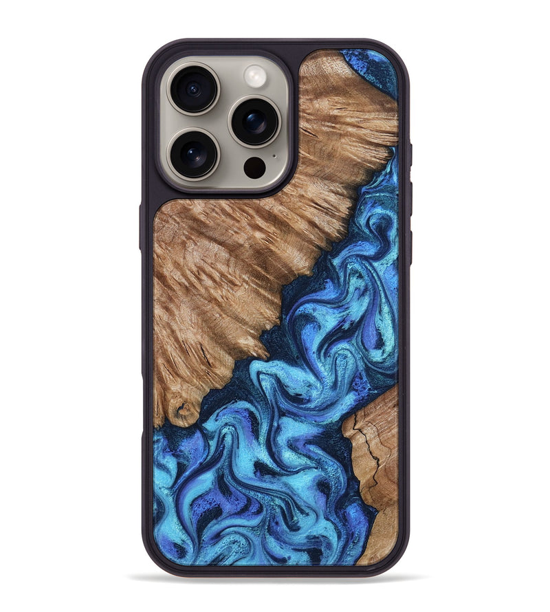 iPhone 16 Pro Max Wood Phone Case - Juli (Blue, 801394)