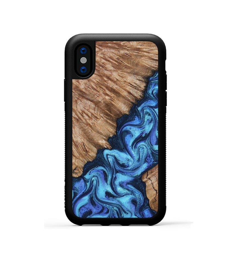 iPhone Xs Wood Phone Case - Juli (Blue, 801394)