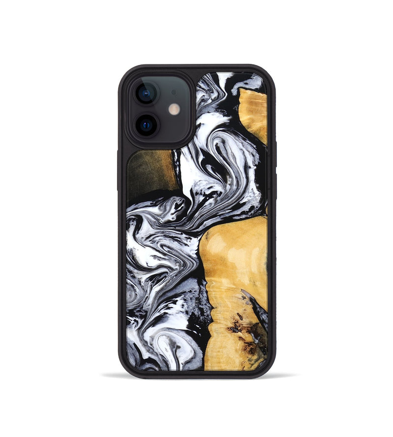 iPhone 12 mini Wood Phone Case - Felecia (Black & White, 801395)