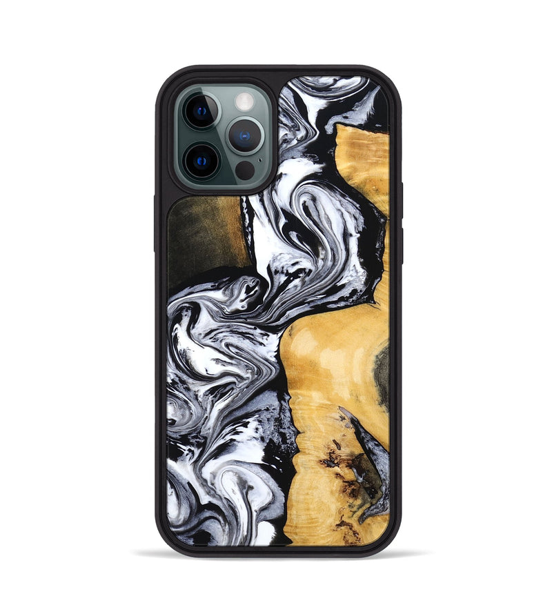 iPhone 12 Pro Wood Phone Case - Felecia (Black & White, 801395)