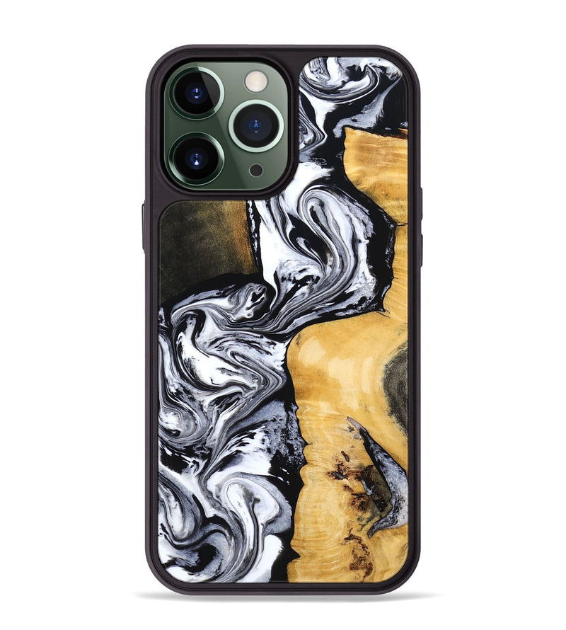 iPhone 13 Pro Max Wood Phone Case - Felecia (Black & White, 801395)
