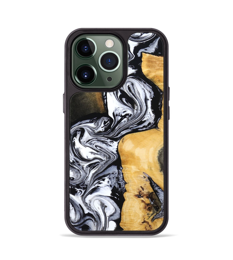 iPhone 13 Pro Wood Phone Case - Felecia (Black & White, 801395)