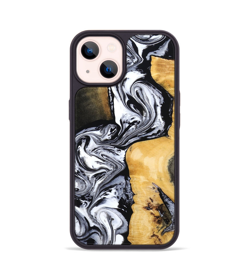 iPhone 14 Wood Phone Case - Felecia (Black & White, 801395)