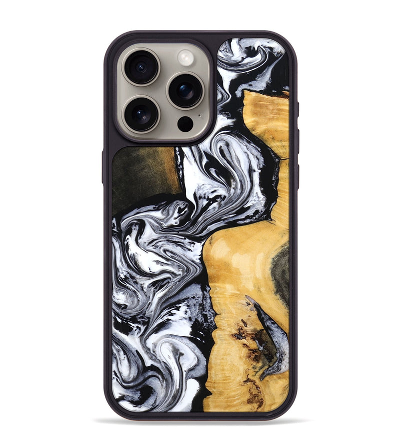 iPhone 15 Pro Max Wood Phone Case - Felecia (Black & White, 801395)