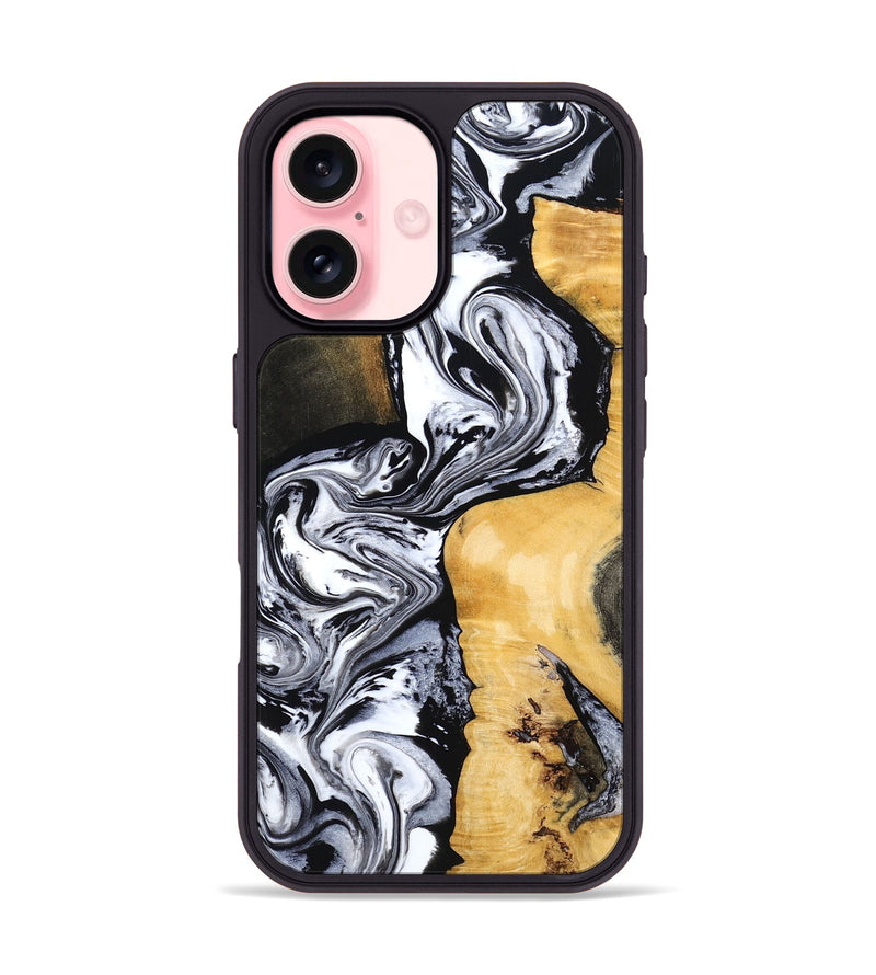 iPhone 16 Wood Phone Case - Felecia (Black & White, 801395)