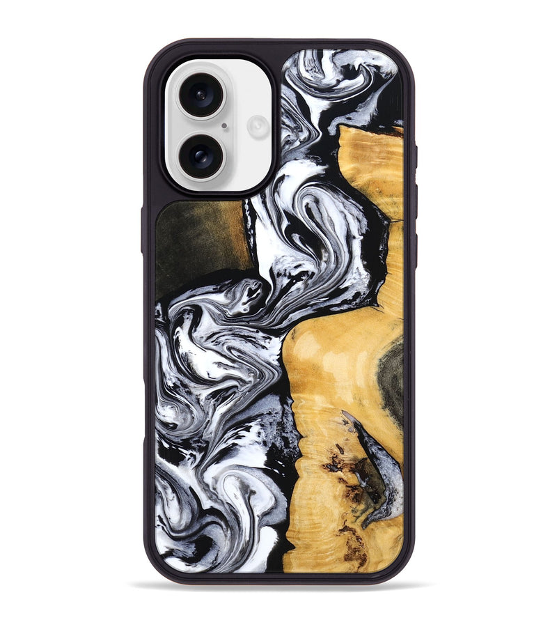 iPhone 16 Plus Wood Phone Case - Felecia (Black & White, 801395)