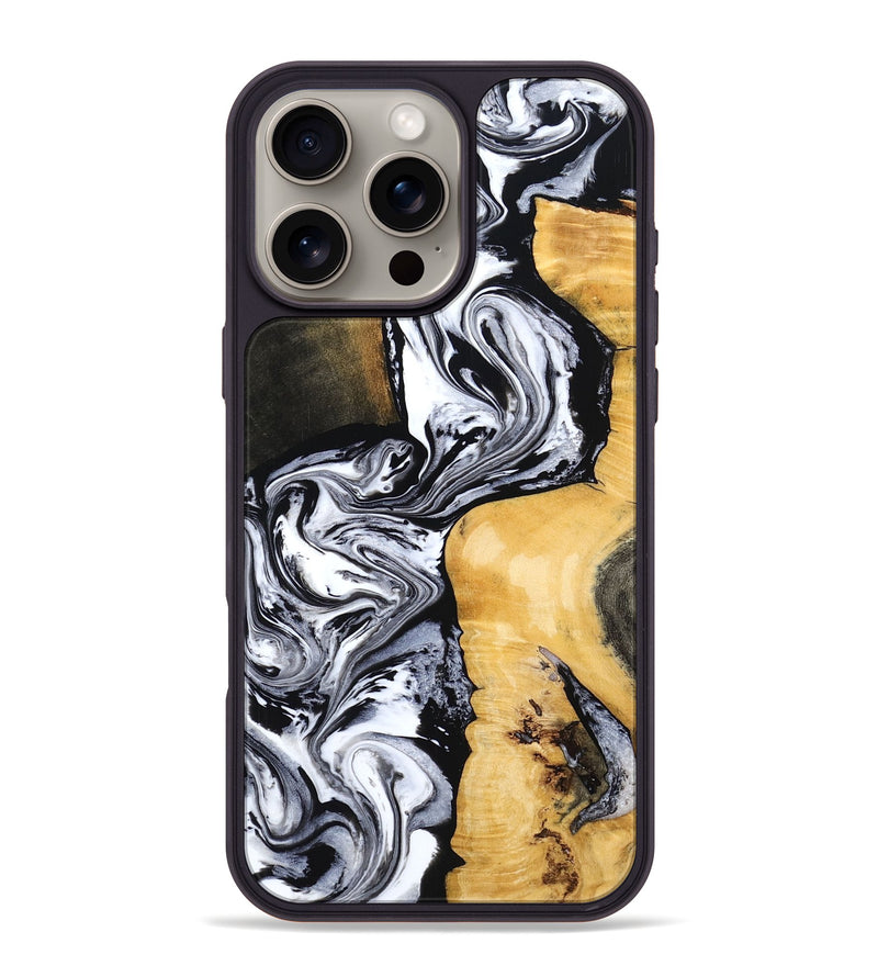 iPhone 16 Pro Max Wood Phone Case - Felecia (Black & White, 801395)