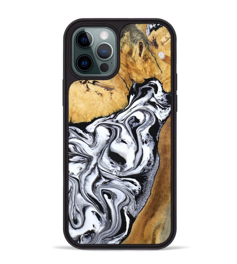 iPhone 12 Pro Max Wood Phone Case - Saniyah (Black & White, 801396)