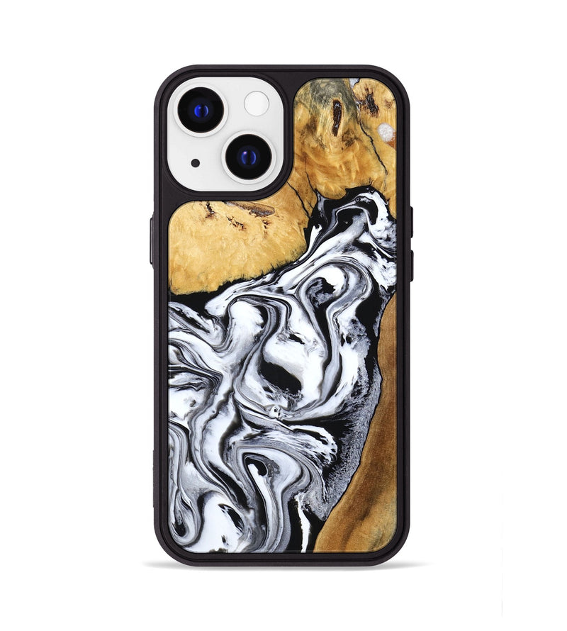 iPhone 13 Wood Phone Case - Saniyah (Black & White, 801396)