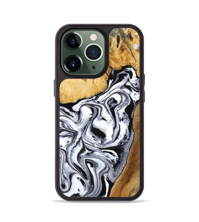 iPhone 13 Pro Wood Phone Case - Saniyah (Black & White, 801396)