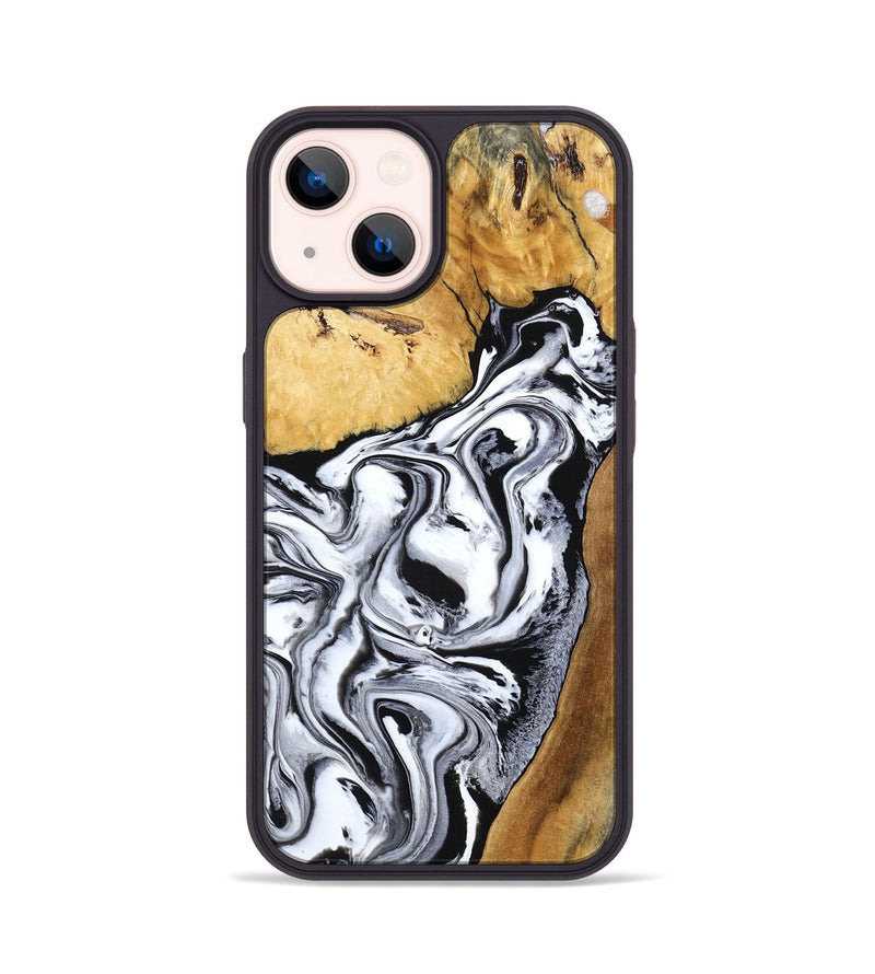iPhone 14 Wood Phone Case - Saniyah (Black & White, 801396)