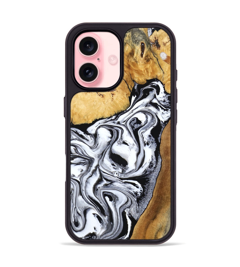 iPhone 16 Wood Phone Case - Saniyah (Black & White, 801396)