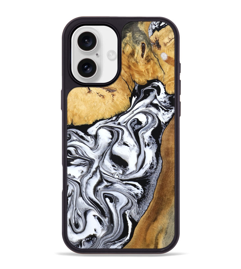 iPhone 16 Plus Wood Phone Case - Saniyah (Black & White, 801396)