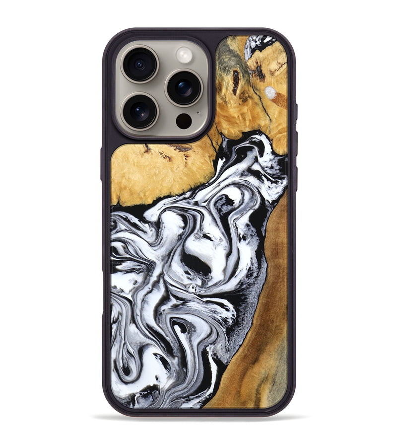 iPhone 16 Pro Max Wood Phone Case - Saniyah (Black & White, 801396)