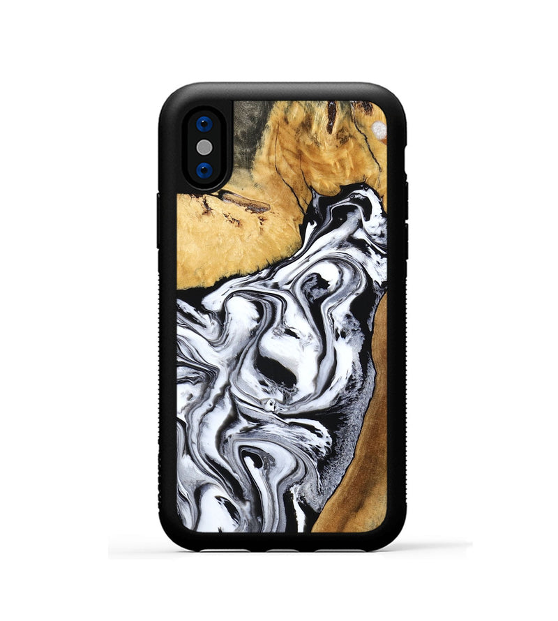 iPhone Xs Wood Phone Case - Saniyah (Black & White, 801396)