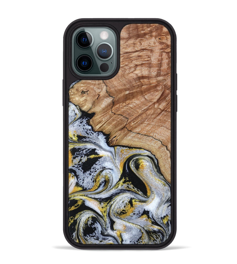 iPhone 12 Pro Max Wood Phone Case - Ciera (Black & White, 801397)