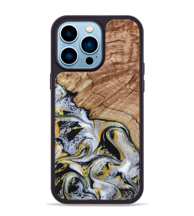 iPhone 14 Pro Max Wood Phone Case - Ciera (Black & White, 801397)