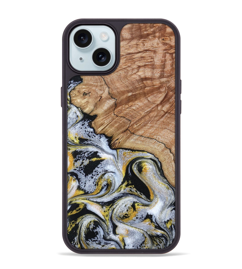 iPhone 15 Plus Wood Phone Case - Ciera (Black & White, 801397)