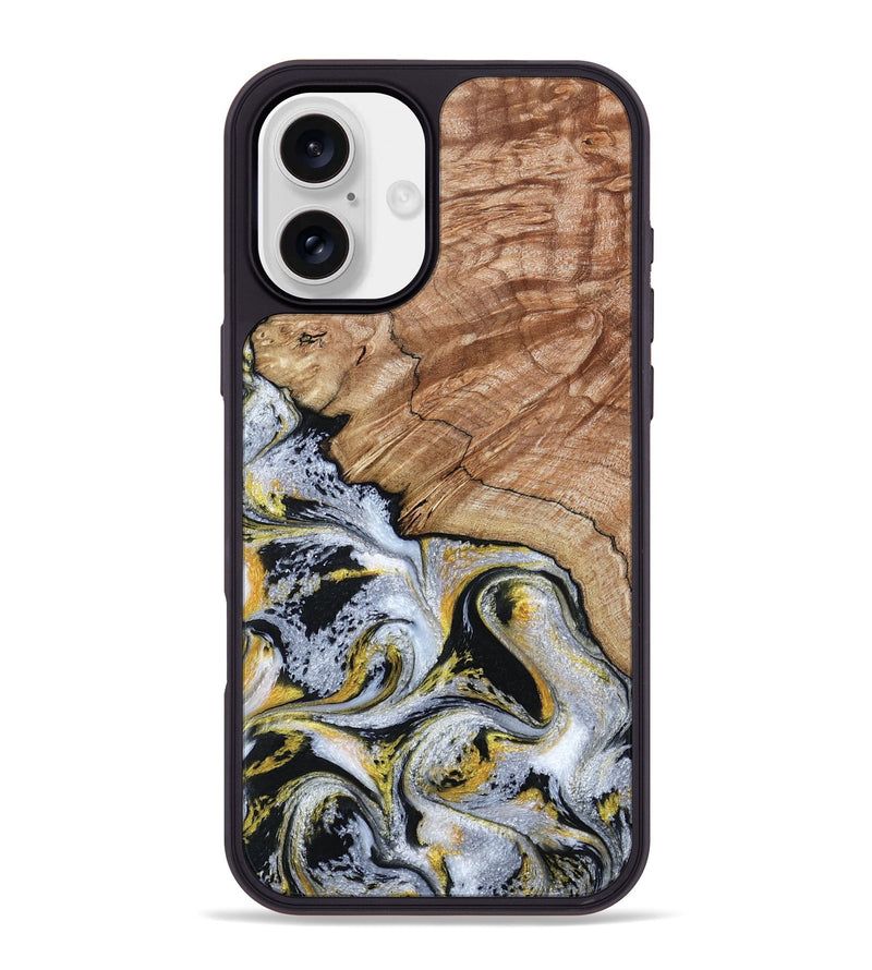 iPhone 16 Plus Wood Phone Case - Ciera (Black & White, 801397)