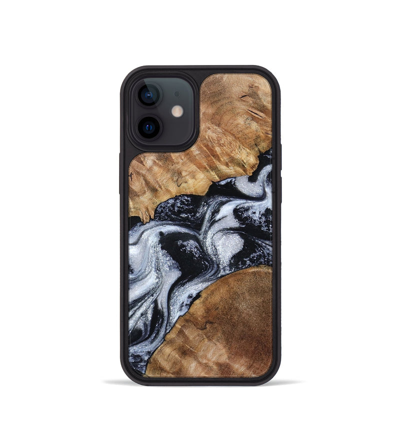 iPhone 12 mini Wood Phone Case - Porter (Black & White, 801398)