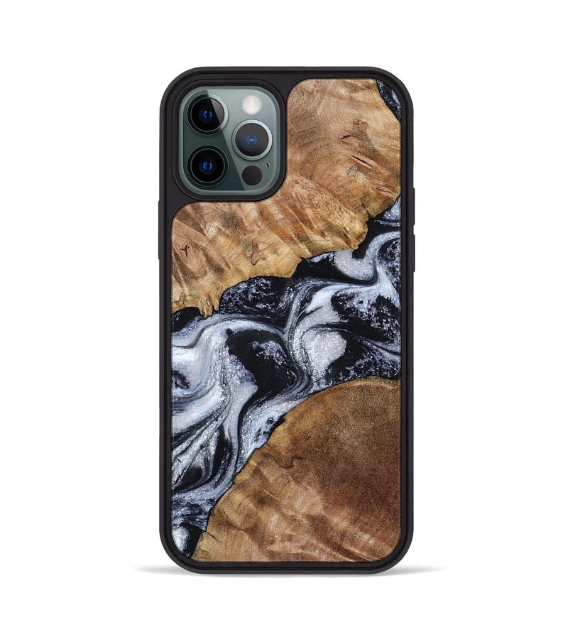 iPhone 12 Pro Wood Phone Case - Porter (Black & White, 801398)