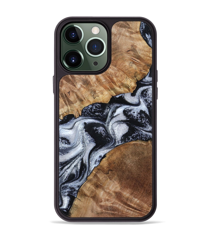 iPhone 13 Pro Max Wood Phone Case - Porter (Black & White, 801398)