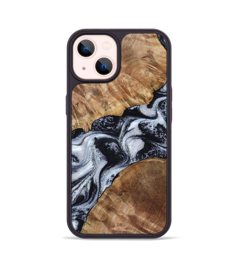 iPhone 14 Wood Phone Case - Porter (Black & White, 801398)
