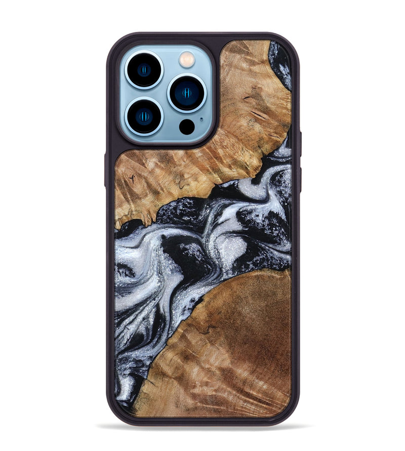 iPhone 14 Pro Max Wood Phone Case - Porter (Black & White, 801398)