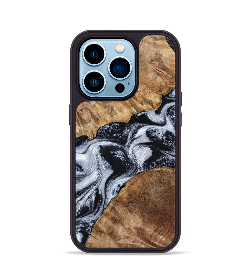 iPhone 14 Pro Wood Phone Case - Porter (Black & White, 801398)