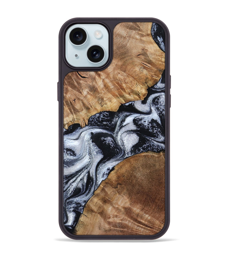 iPhone 15 Plus Wood Phone Case - Porter (Black & White, 801398)