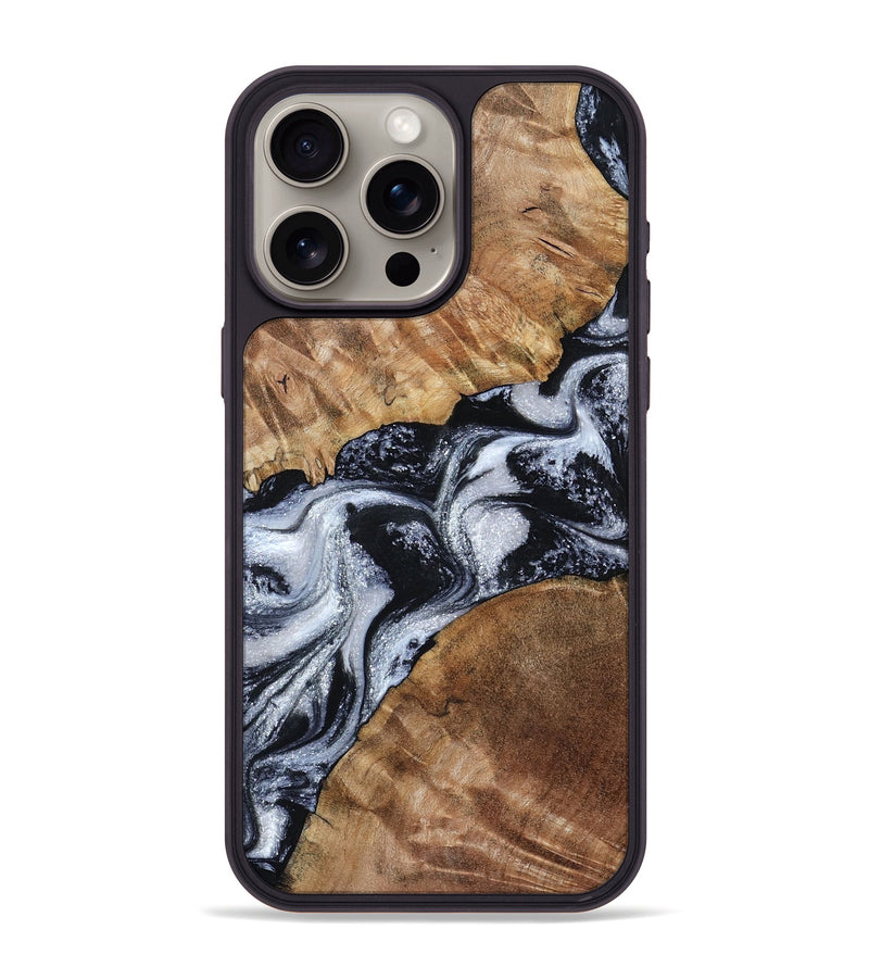 iPhone 15 Pro Max Wood Phone Case - Porter (Black & White, 801398)
