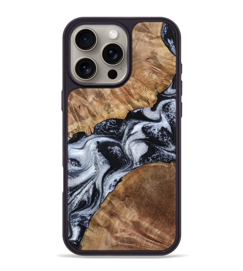 iPhone 16 Pro Max Wood Phone Case - Porter (Black & White, 801398)