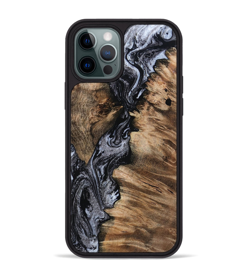 iPhone 12 Pro Max Wood Phone Case - Domingo (Black & White, 801399)