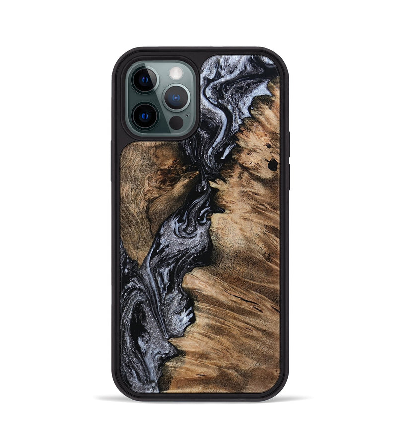 iPhone 12 Pro Wood Phone Case - Domingo (Black & White, 801399)