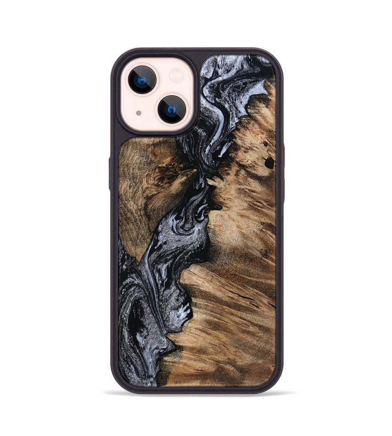 iPhone 14 Wood Phone Case - Domingo (Black & White, 801399)