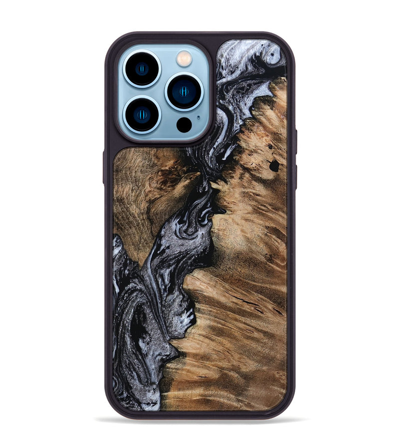 iPhone 14 Pro Max Wood Phone Case - Domingo (Black & White, 801399)