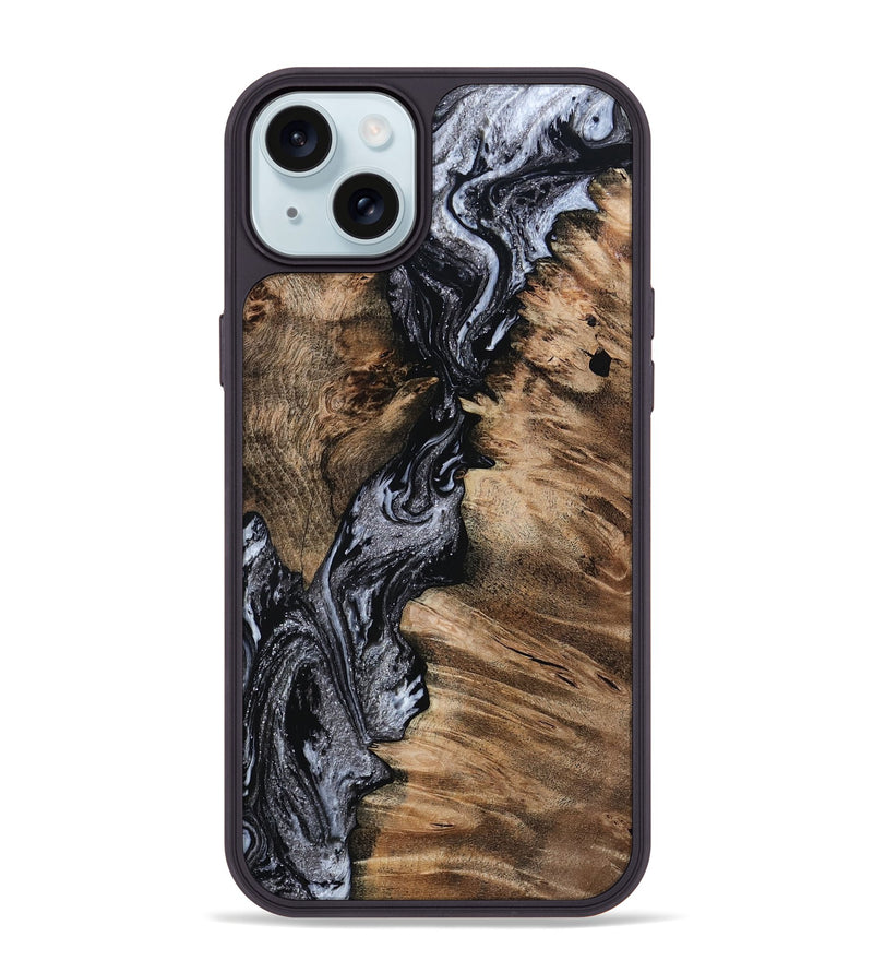 iPhone 15 Plus Wood Phone Case - Domingo (Black & White, 801399)
