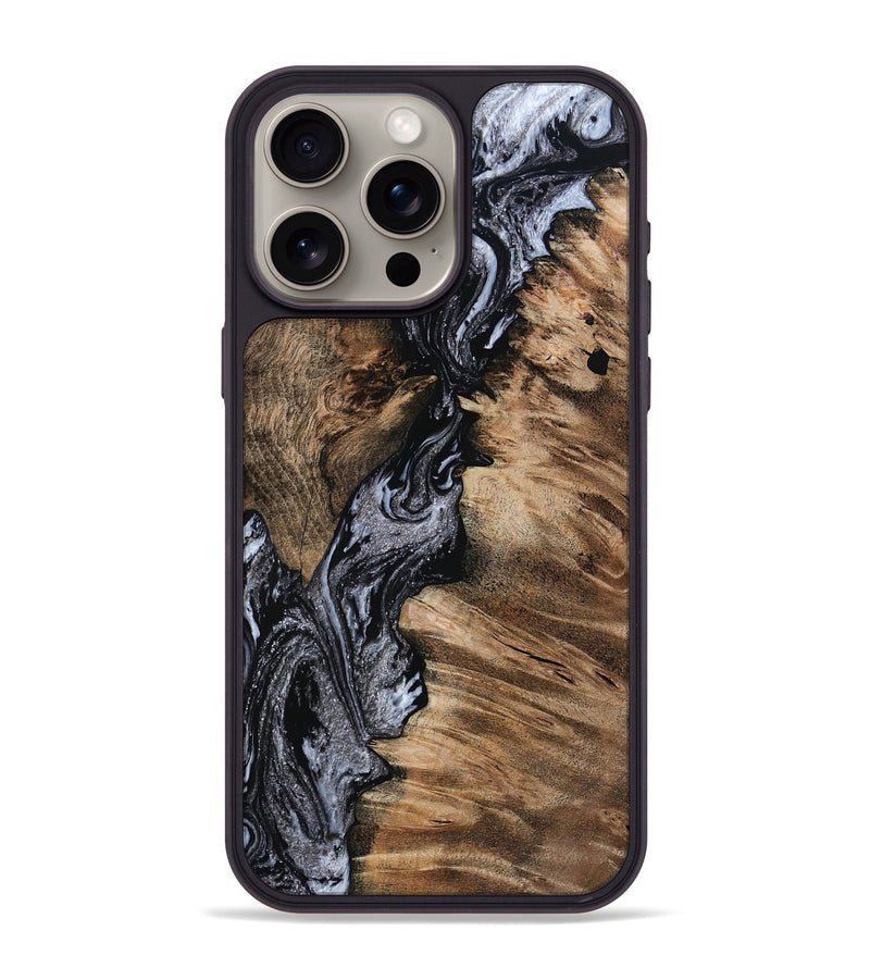 iPhone 15 Pro Max Wood Phone Case - Domingo (Black & White, 801399)