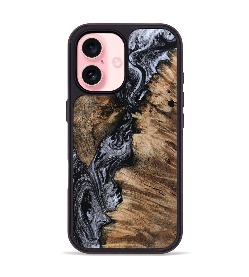 iPhone 16 Wood Phone Case - Domingo (Black & White, 801399)